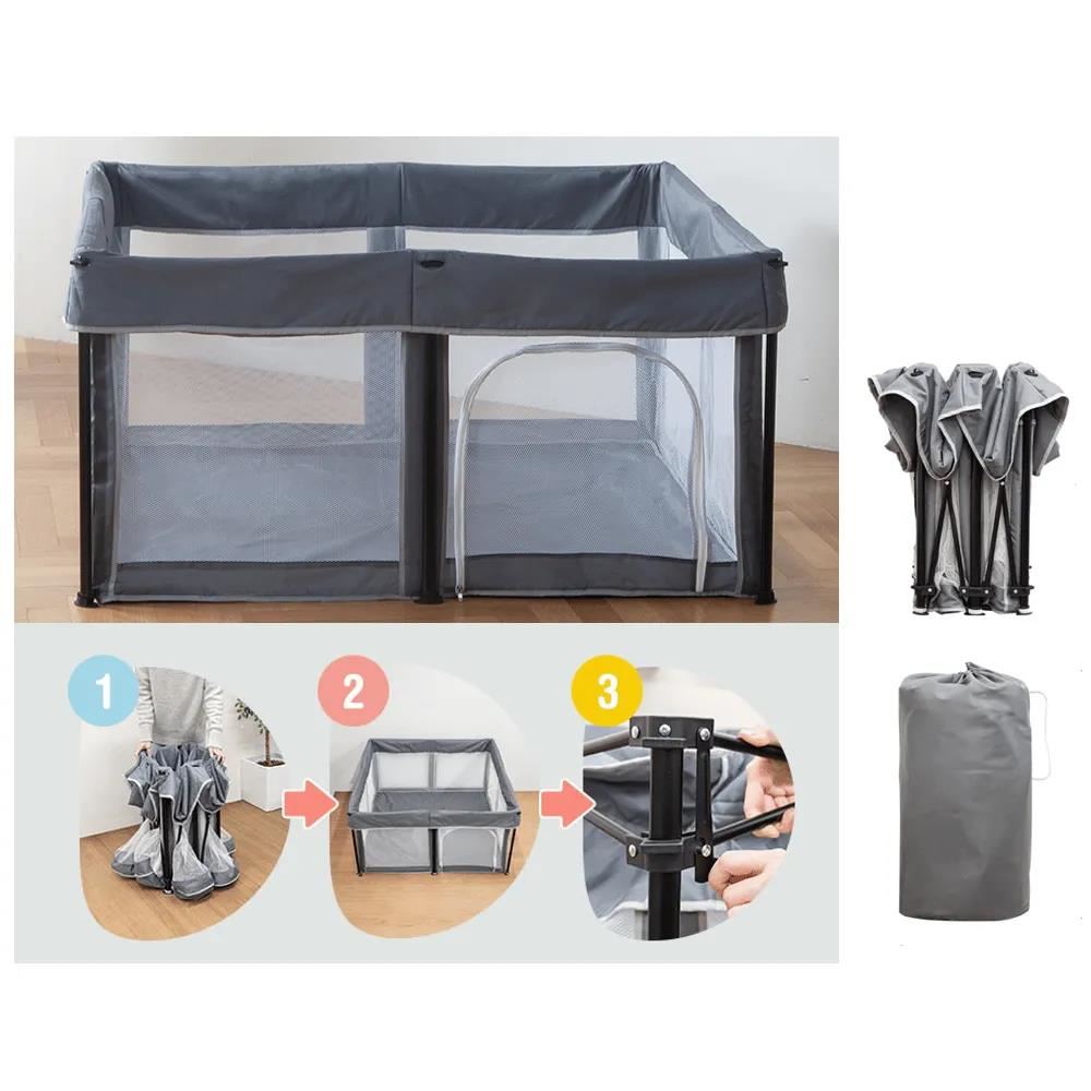 CORRAL PLEGABLE TEDDY PORTATIL MAS ALFOMBRA - GRIS